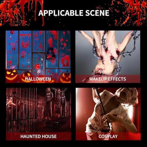 Halloween Fake Blood Makeup Kit Large 1 - Realistic Washable Blood for Zombie Vampire & Monster Cosplay