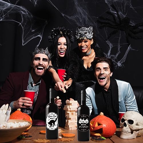 Halloween Wine Bottle Stickers Set - Waterproof Scary Labels for Party Décor