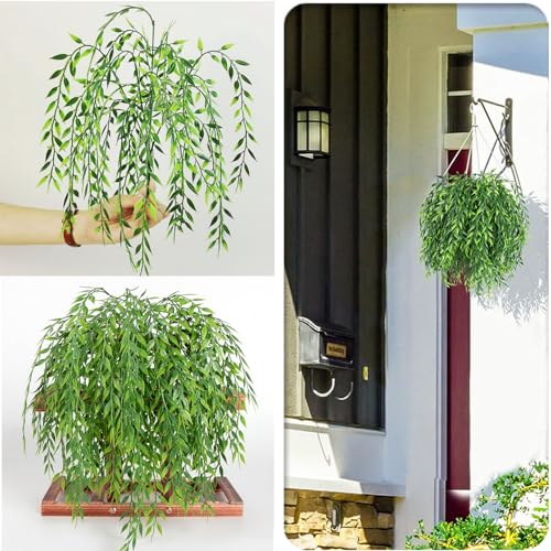 Artificial Weeping Willow Vines - 8 Pcs Faux Hanging Plants for Indoor Outdoor Decor