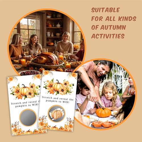 Halloween Pumpkin Scratch Cards - 40 Pack Fall Party Game & Raffle Tickets