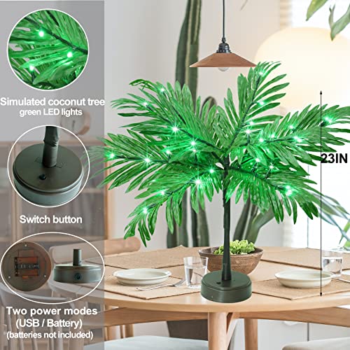 Lighted Palm Tree for Table Decor - Green Luau Party Decorations - 23 Inch Artificial Tree with Lights - Tropical Hawaiian Summer Home Party Centerpiece Variation of THIS listing