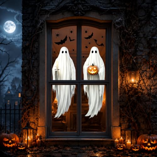 Large Halloween Window Clings - Ghost, Bat & Spider Decals for Glass