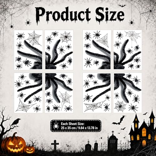 Halloween Wall Stickers Set with Spiders and Webs - Removable Indoor Decorations
