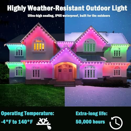 50-Foot Waterproof Outdoor LED Light Strip with App Control and Music Sync