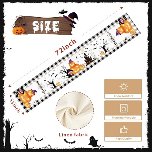 Halloween Table Runner 13x72 Inch Linen Fall Kitchen Dining Decor