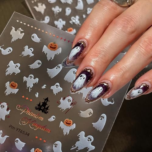 Halloween Nail Art Stickers Ghost Bat Design 3D Self-Adhesive Decals - Bat Ghost Variation