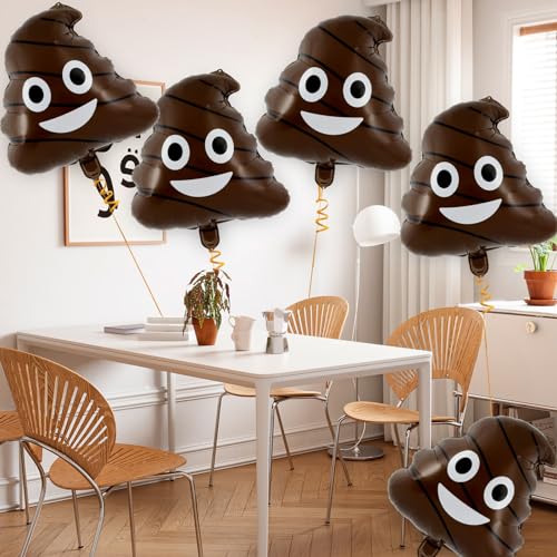 22 Inch Funny Poop Balloons - 6 Pack Aluminum Foil Prank Party Decorations