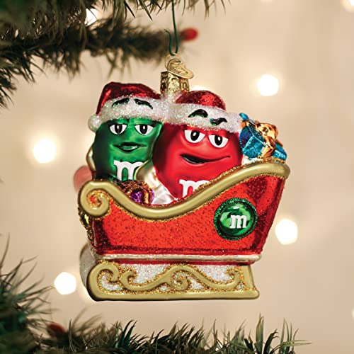 Glass M&M'S Holiday Ornament in Sleigh - Handcrafted Christmas Tree Decoration