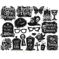 Gothic Style 30th Birthday Photo Booth Props - 20 Pack Dark Color Party Decorations