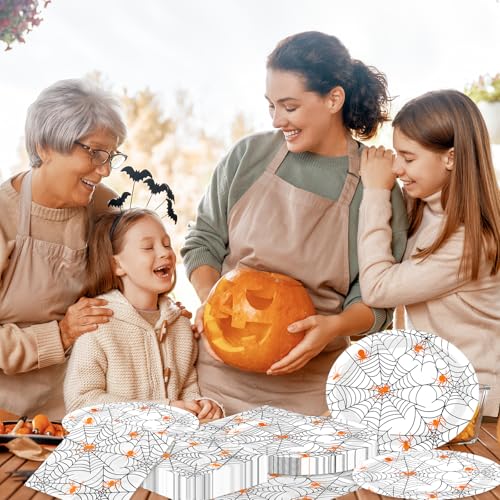 Halloween Spider Web Paper Plates and Napkins Set - Disposable Party Dinnerware for Spooky Parties