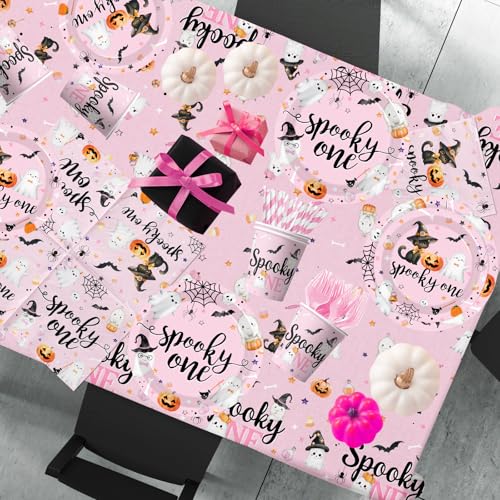 Pink Halloween First Birthday Party Decorations Set for Girl - Spooky Theme, Serves 24