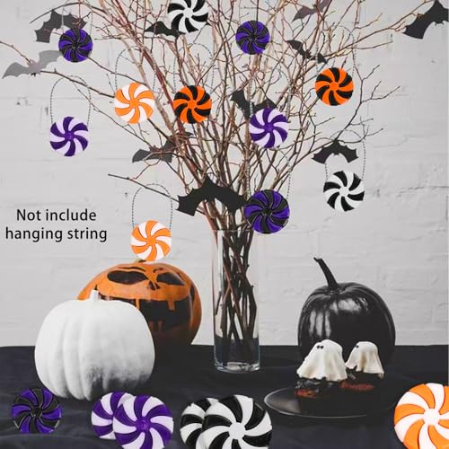 50PCS Halloween Peppermint Candy Ornaments - Plastic Hanging Decorations for Party & Tree