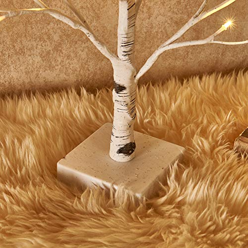 Lighted Easter Tree with Timer - White Birch 24 LED, 18-Inch Tabletop Holiday Decor