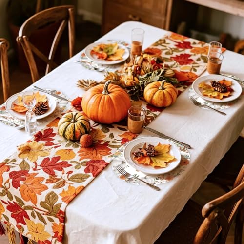 Fall Paper Placemats with White Pumpkin Design - 50 Pack, 13.4 Inch