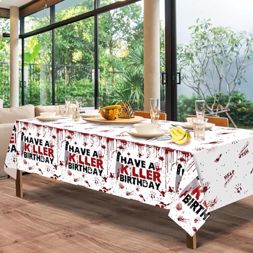 Halloween Birthday Decorations 3-Pack Spooky Tablecloths - Killer Themed Party Decor