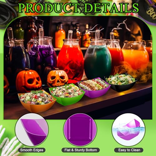 Halloween Plastic Bowls with Food Picks - 8 oz, 100 Pcs, Color Variations