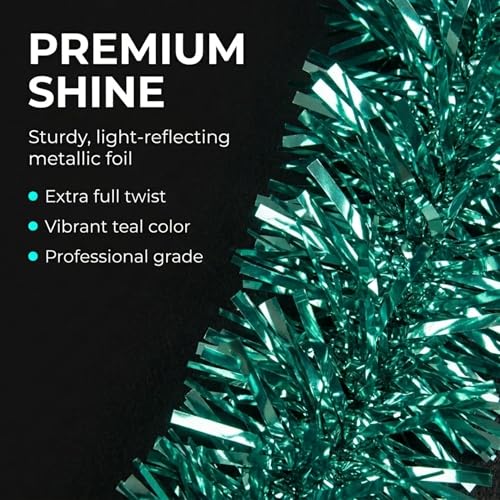 Teal Metallic Twist Garland - 4 Inch x 25 Feet Parade Float & Party Decor