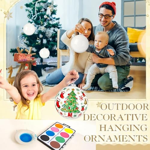 Large White Christmas Ornament Set - 8 & 6 Inch Holiday Decorations