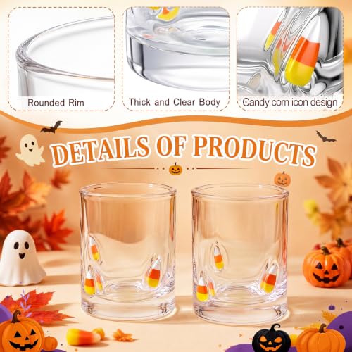 Halloween Candy Corn Juice Glasses Set of 2 - Cute Holiday Drinking Cups