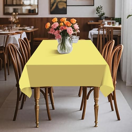 Light Yellow Plastic Table Cover Roll 54x160ft with Cutter Box - Disposable & Waterproof