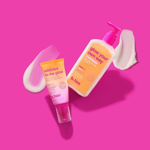 b.tan Gradual Self Tan Face Lotion - Addicted to the Glow | Daily Tanning Cream for Sunkissed Dark Bronze, Travel Size