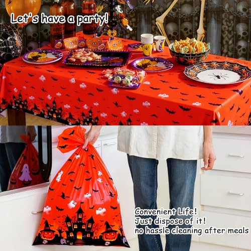 Halloween Decorations - 3 Pack Disposable Plastic Table Covers Pumpkin Color