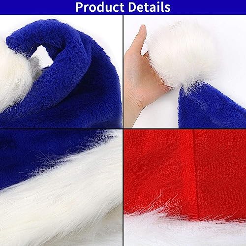 Adult Blue Plush Santa Hat - Velvet Christmas Hat for Holiday & Party Decor