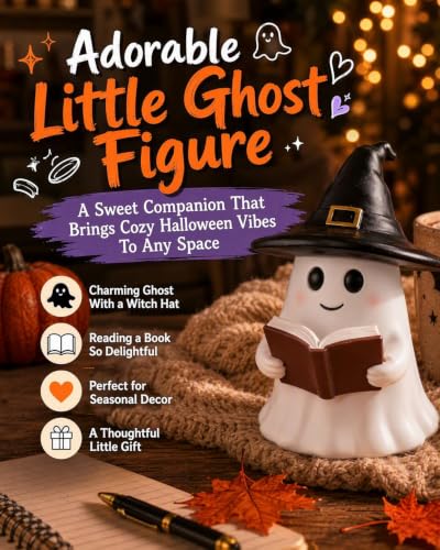 Small Reading Ghost Figurine Halloween Indoor Decor Cute Home Decoration