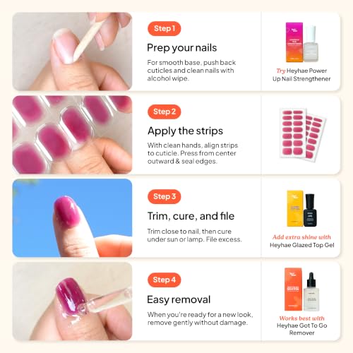 Semi Cured Gel Nail Strips - Heyhae Red Velvet Crush Variation