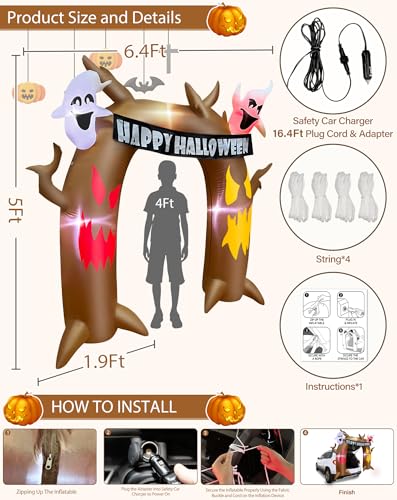 Halloween Inflatable Dead Tree Arch Car Decoration - 5 Ft Outdoor Trunk or Treat