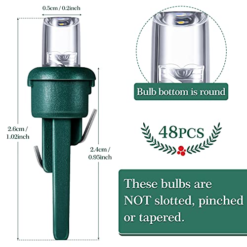 48 Pcs LED Replacement Bulbs for Christmas String Lights - Green & Cold White
