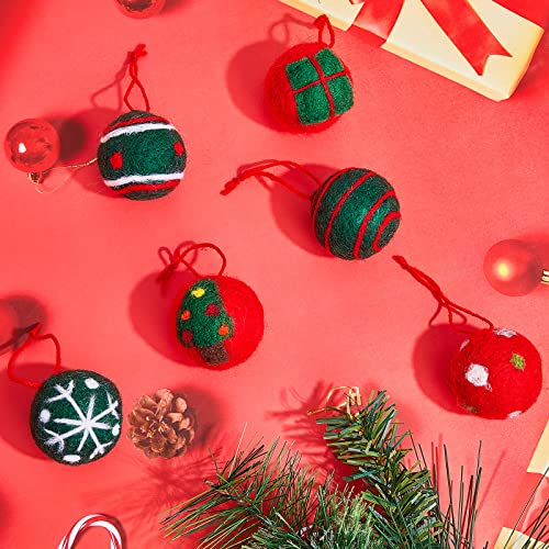 Christmas Felt Ornaments Balls - 18 Pcs Retro Felt Pom Poms for Holiday Decor - Green, Red, White, 2 Inch