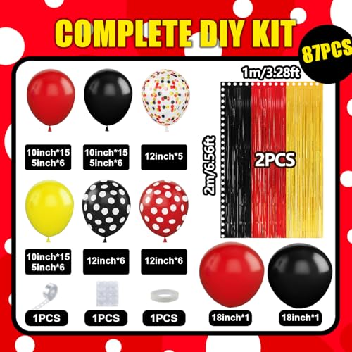Red Yellow Black Balloon Arch Garland Kit Birthday Party Decorations - Sibling Variation