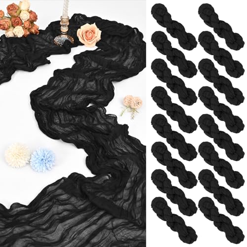Black Cheesecloth Table Runner 16 Pack 10Ft Rustic Gauze Wedding Party Decor
