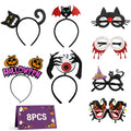 Halloween Headbands and Glasses Bulk - 8 Pack Costume Party Accessories for Adults