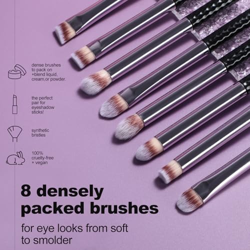 BS-MALL 14 Pcs Premium Synthetic Makeup Brushes Set & Dual-sided Blending Sponge - Professional Face & Eye Tools for Foundation, Powder & Concealer Application (Purple)