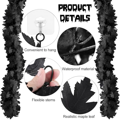 Joyhalo Black Halloween Garland 6 Pack 5.7FT Fall & Spooky Decor