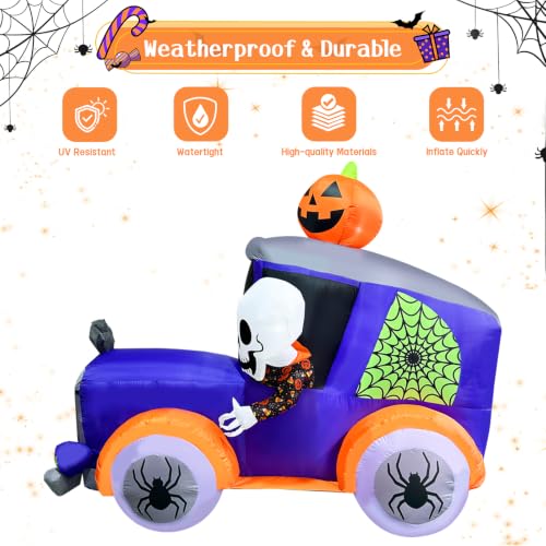 Inflatable Halloween Monster Truck Decoration with Skull Pumpkin & Spiders - Outdoor Lawn & Garden Decor