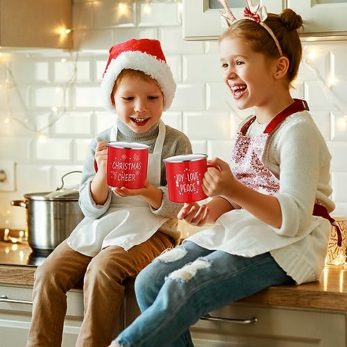 Snowflake 9-Piece Christmas Enamel Coffee Mug Set - Winter Holiday Drinkware