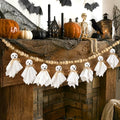 Halloween Ghost Garland with Wooden Beads - Pre-Assembled Indoor Decor 4.5Ft
