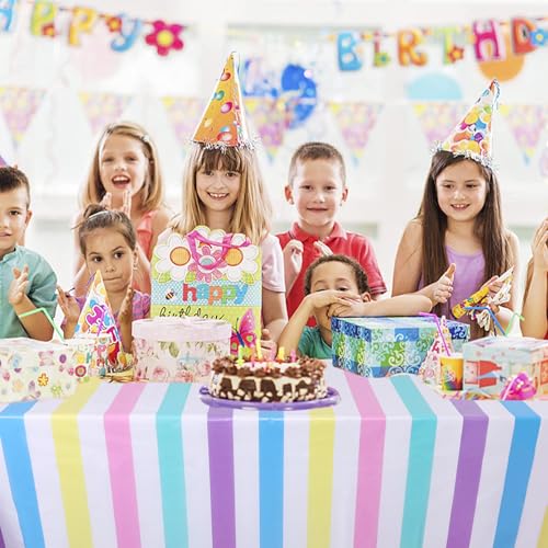 Rainbow Horizontal Striped Tablecloth 3 Pack - Pastel Party Cover, 54x108 Inch Variation of THIS listing