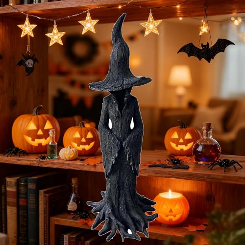 Gothic Halloween Witch Statue - 11.81 Inch Resin Dark Fantasy Decor