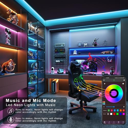 50ft RGB LED Light Strips for Bedroom Music Sync - Easy Install, App & IR Remote