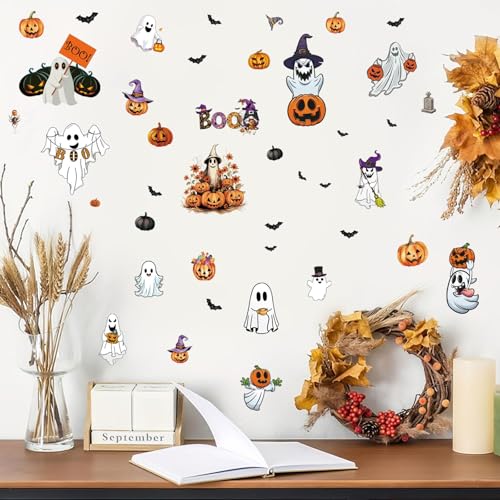 Halloween Wall Stickers and Window Clings 6 Sheets - Spooky Bat Pumpkin Decals - Variation 2