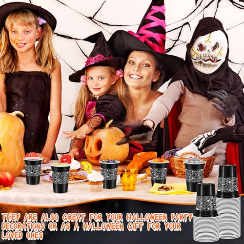 Black Disposable Plastic Cups 16 oz Halloween Party Favors - 50 Pcs