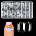 Kids Short Square False Nails - Full Cover Press-On Tips, Clear, 10 Sizes with Variation: Clear Short Square Kids Nail Tips