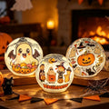 White Elf Halloween Crackle Glass Ball Lights - 3 PCS LED Table Lamps with Timer