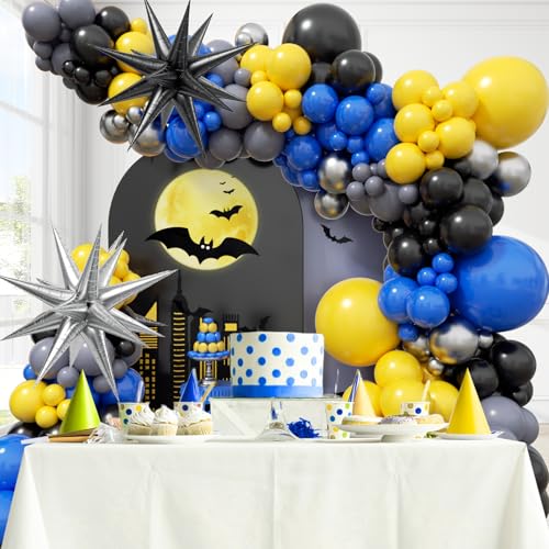 Balloon Arch Kit with Blue, Yellow, Gray, Silver & Black Balloons for Parties