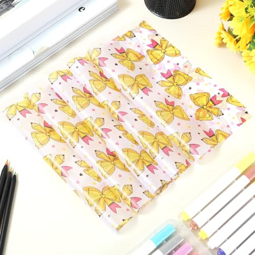 Back to School Wax Paper Sheets with Bow and Pencil Patterns, 150 Pack