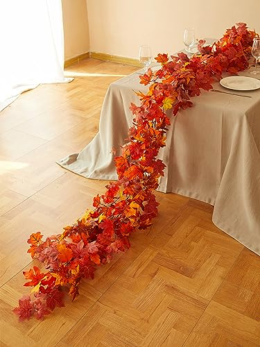Autumn Maple Leaf Garland - 9FT Fall Decor for Thanksgiving Halloween Home Wedding